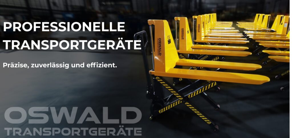 OSWALD Transportgeräte Hubwagen Hochhubwagen. Lagertechnik. Direkt vom Hersteller – europaweit lieferbar.PROFESSIONELLE TRANSPORTGERÄTE Präzise, zuverlässig und effizient.